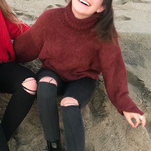 uo turtleneck maroon sweater